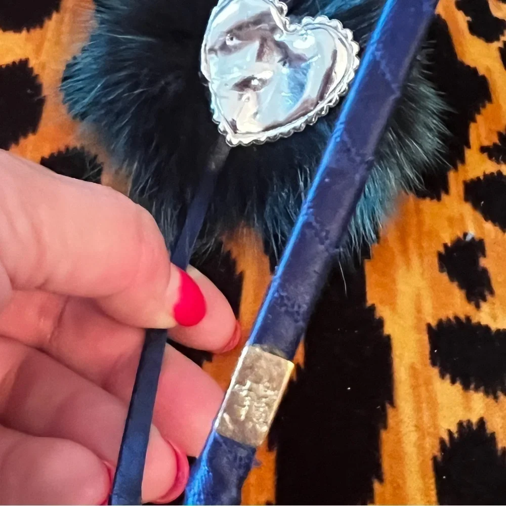BARI LYNN Girls Blue Faux Fur Pom Pom Headband